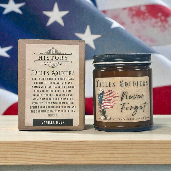 History Candles - Wholesale Jar/Filled Candle - FALLEN SOLDIERS Candle | Tribute Gift Shop Memorabilia1