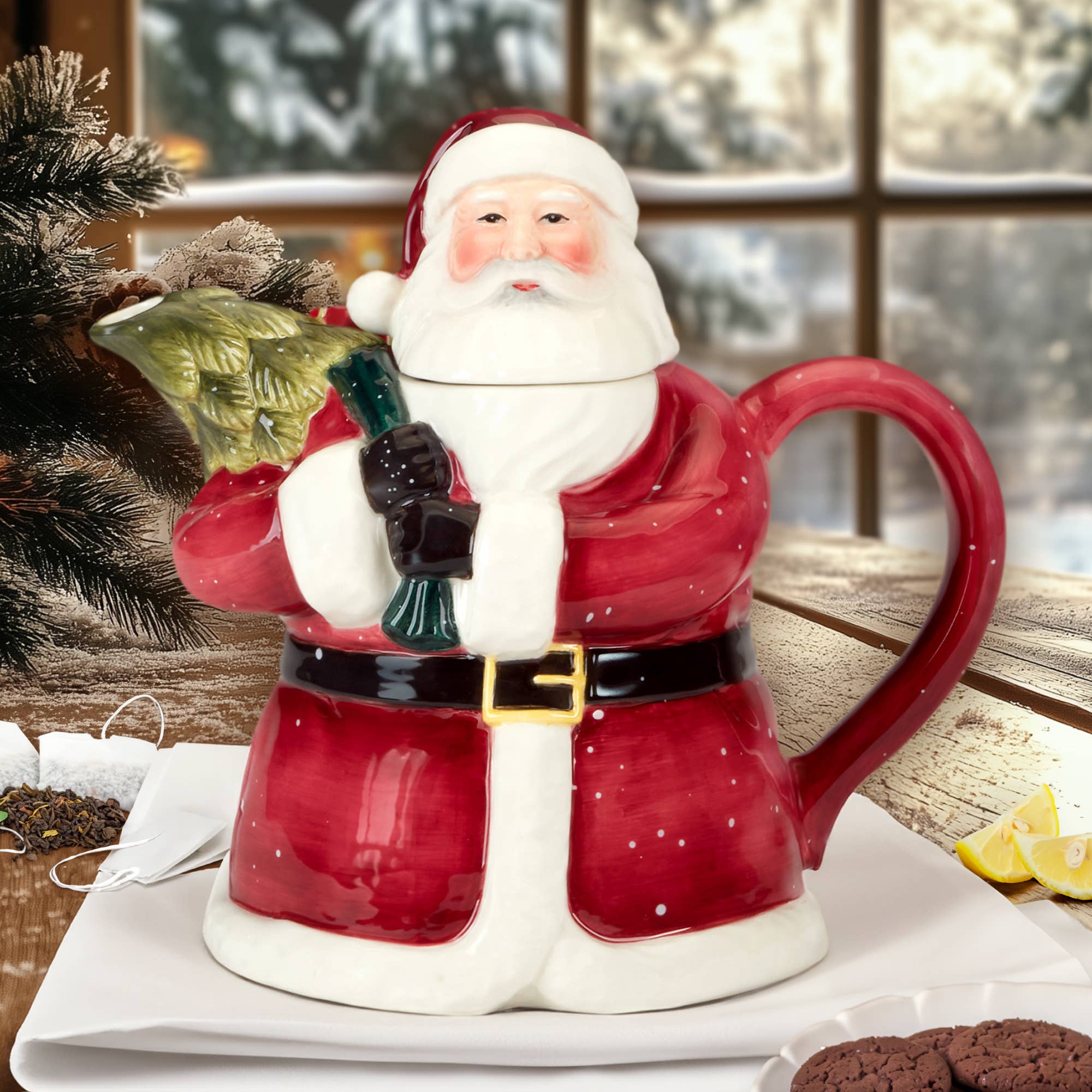Certified International - Wholesale Tea Pot - Santa's Secret 3-D Christmas Teapot - Santa0