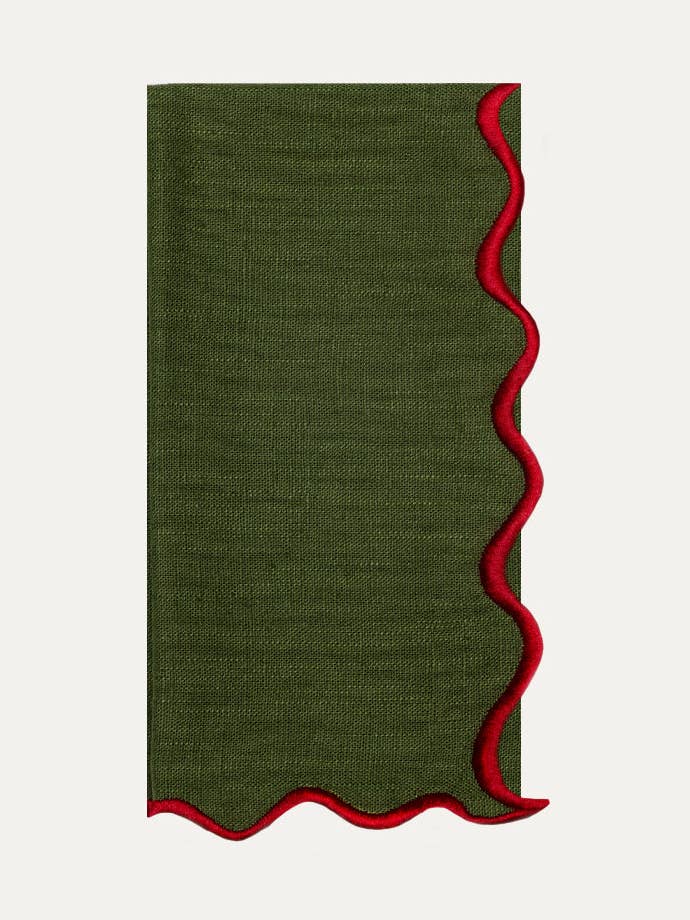 Guardanapo Villa, Green with Bordeaux for wholesale by Mariaida Home