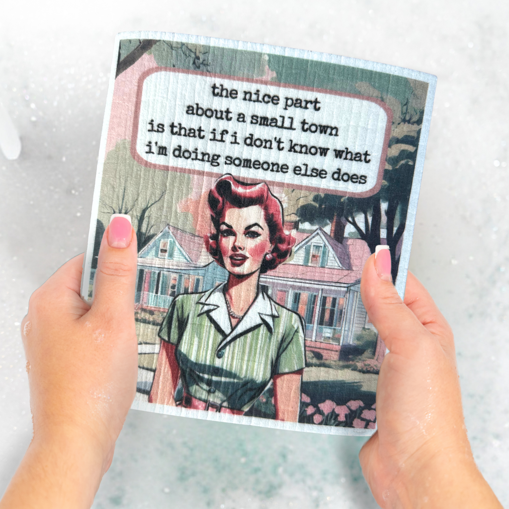 Urban Smirk - Wholesale Dishcloth - Hysterical Vintage Swedish Dishcloth : Small Town Humor1