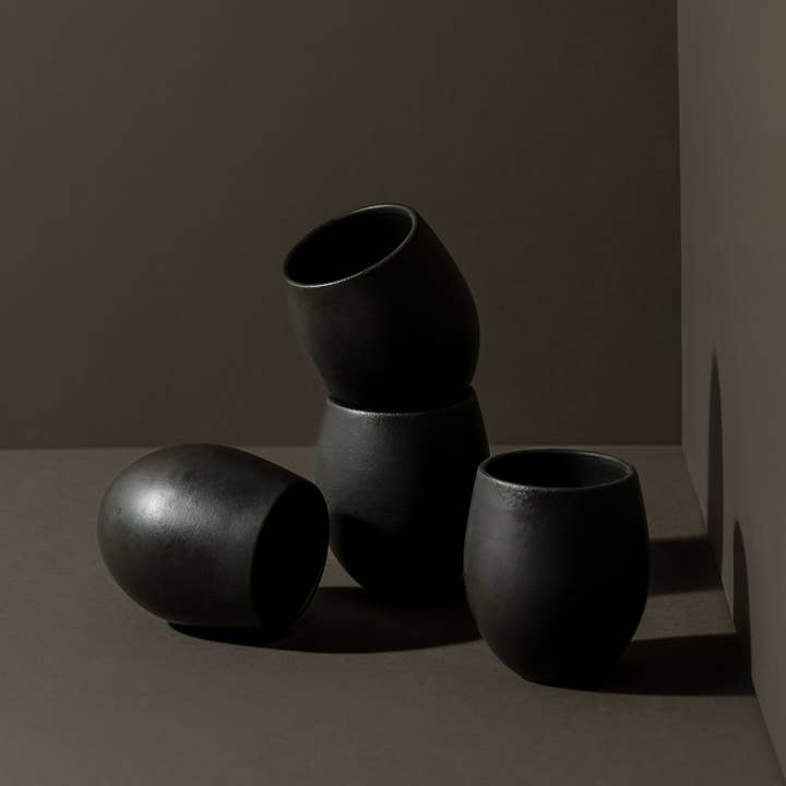 GHARYAN Stoneware & Olive Wood Tableware | Ships from USA - Wholesale Coffee Mug - Handmade Stoneware Espresso Tumbler | Epa 4.5 oz2