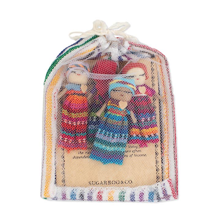 4 Worry Dolls in a Pouch for wholesale by Sugarboo & Co