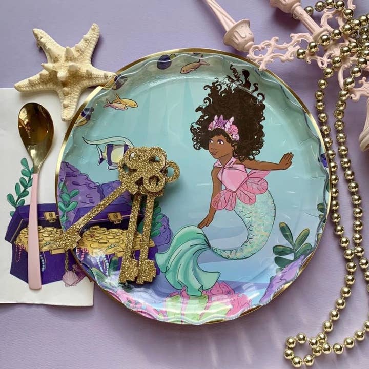 Anna + Pookie – Engroshandel Engangstallerken – Lad os være havfruer store plader3