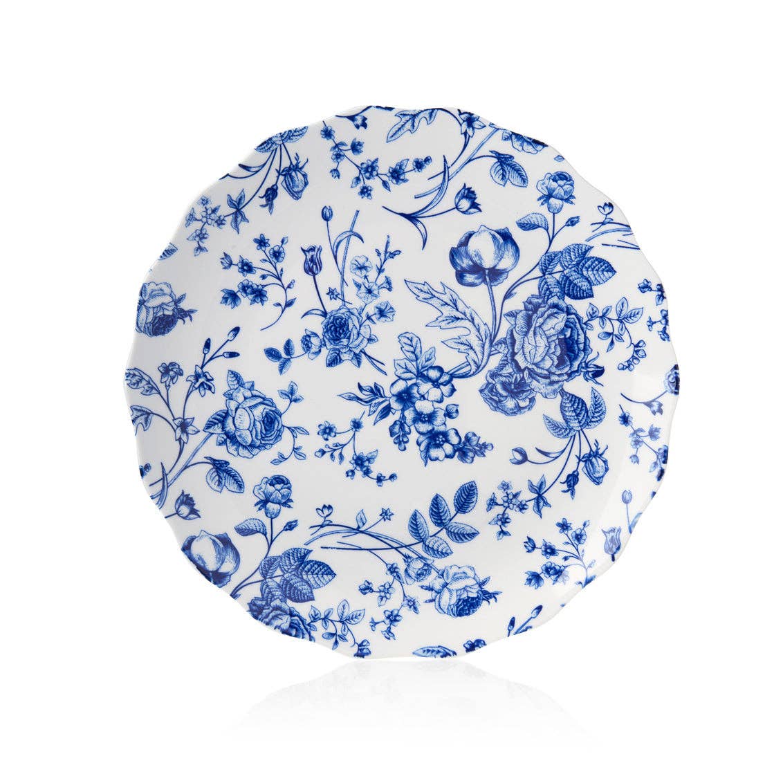 Godinger - Wholesale Dinner Plate - Vintage Bluetiful Floral Scalloped Appetizer Plate, Set of 40