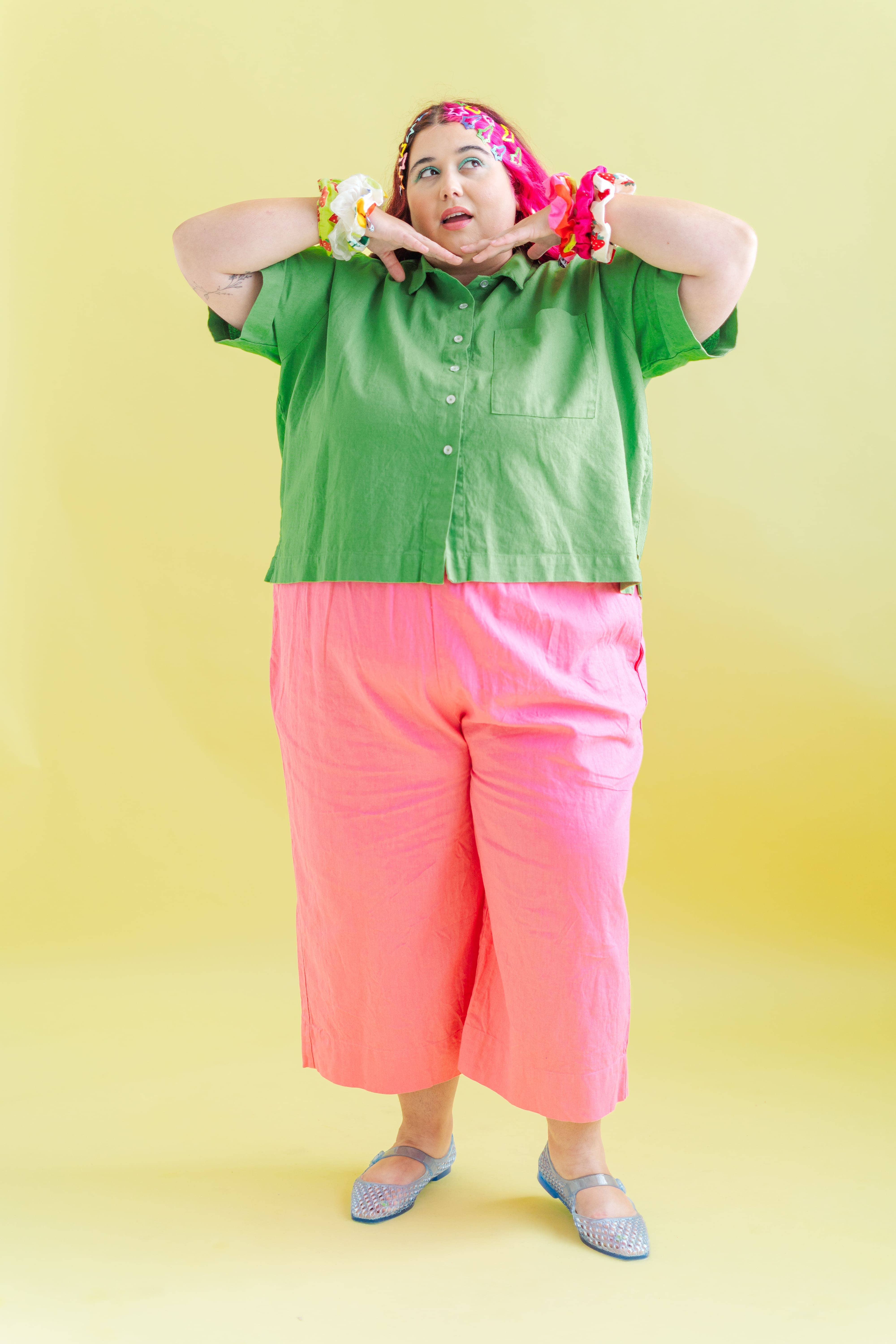 Nettle Studios - Wholesale Pants - Women's - Size Inclusive Plus Size Wide Leg Pant Bubblegum Pink Linen20