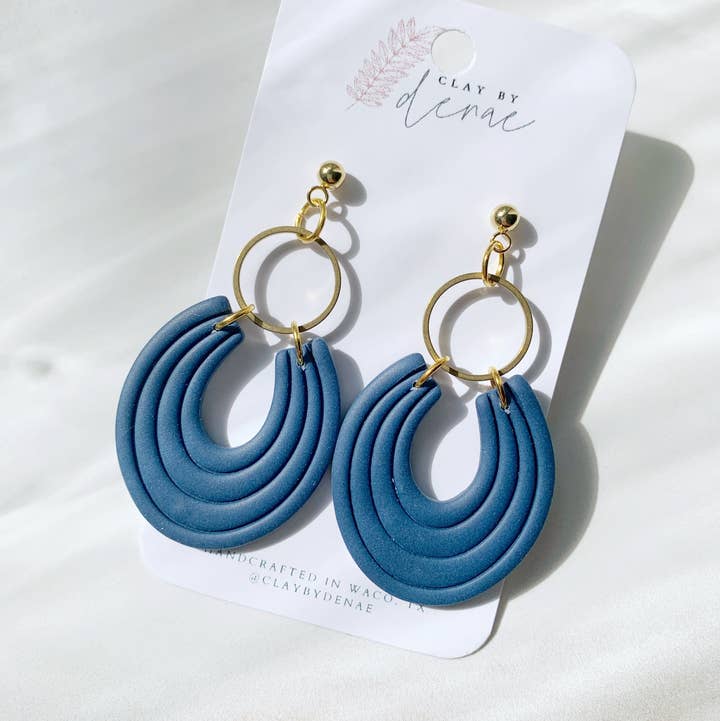 Pippa Earring in Navy for wholesale by Clay By Denae