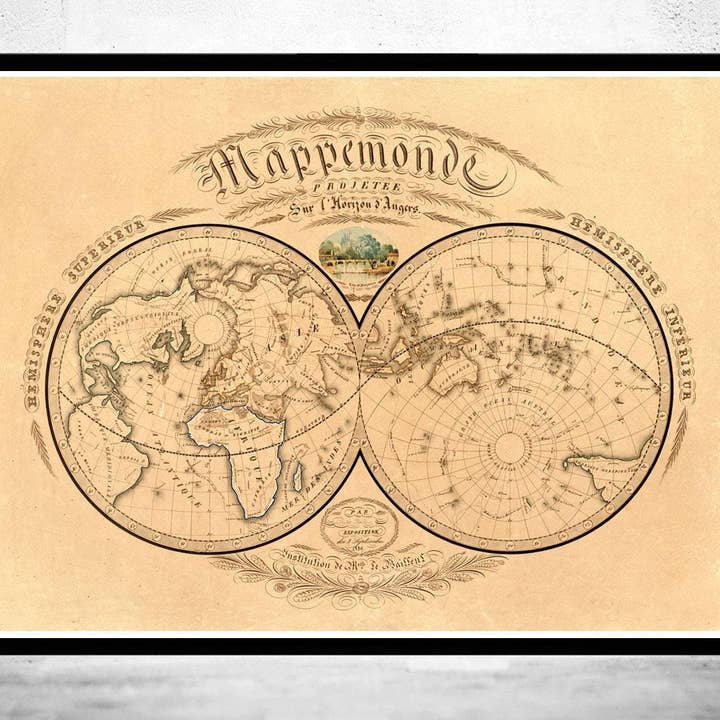 Alte Weltkarte 1839 Alte Weltkarte | Weltkarte Geschenk Weltkarte Druck | Vintage Weltkarte | Weltkarte Wandkunst | Großer Kartendruck für den Großhandel von OldCityPrints - Old Maps and Posters