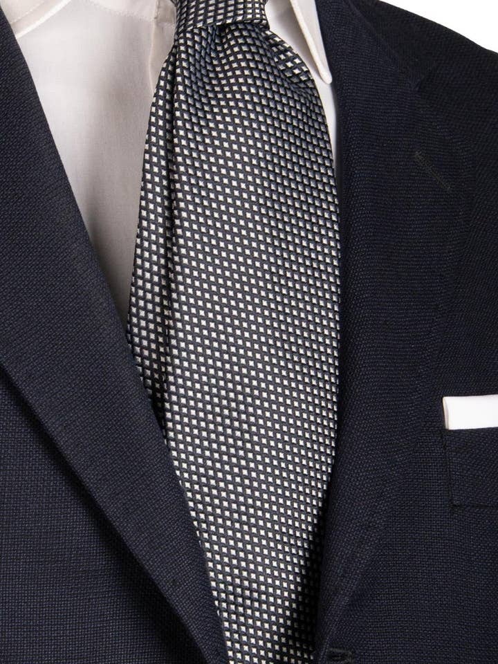 Ceremony Tie in Blue Gray Silver Silk CY6617 for wholesale by Graffeo Cravatte