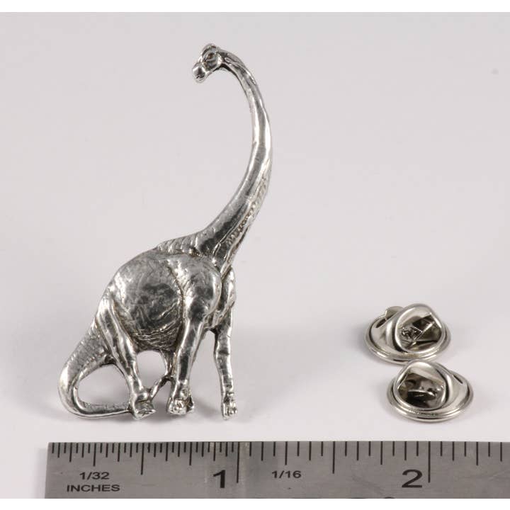 Creative Pewter Designs - Venta al por mayor Botón/prendedor - Broche de solapa de peltre de dinosaurio Brontosaurus, A1922