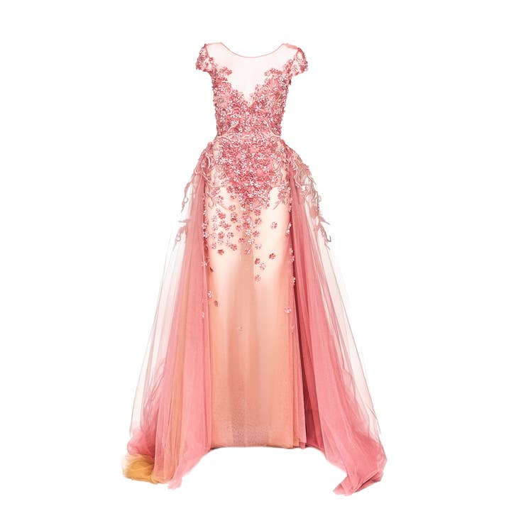 Vestido largo con efecto nude para venta al por mayor de Kuea Italian Style