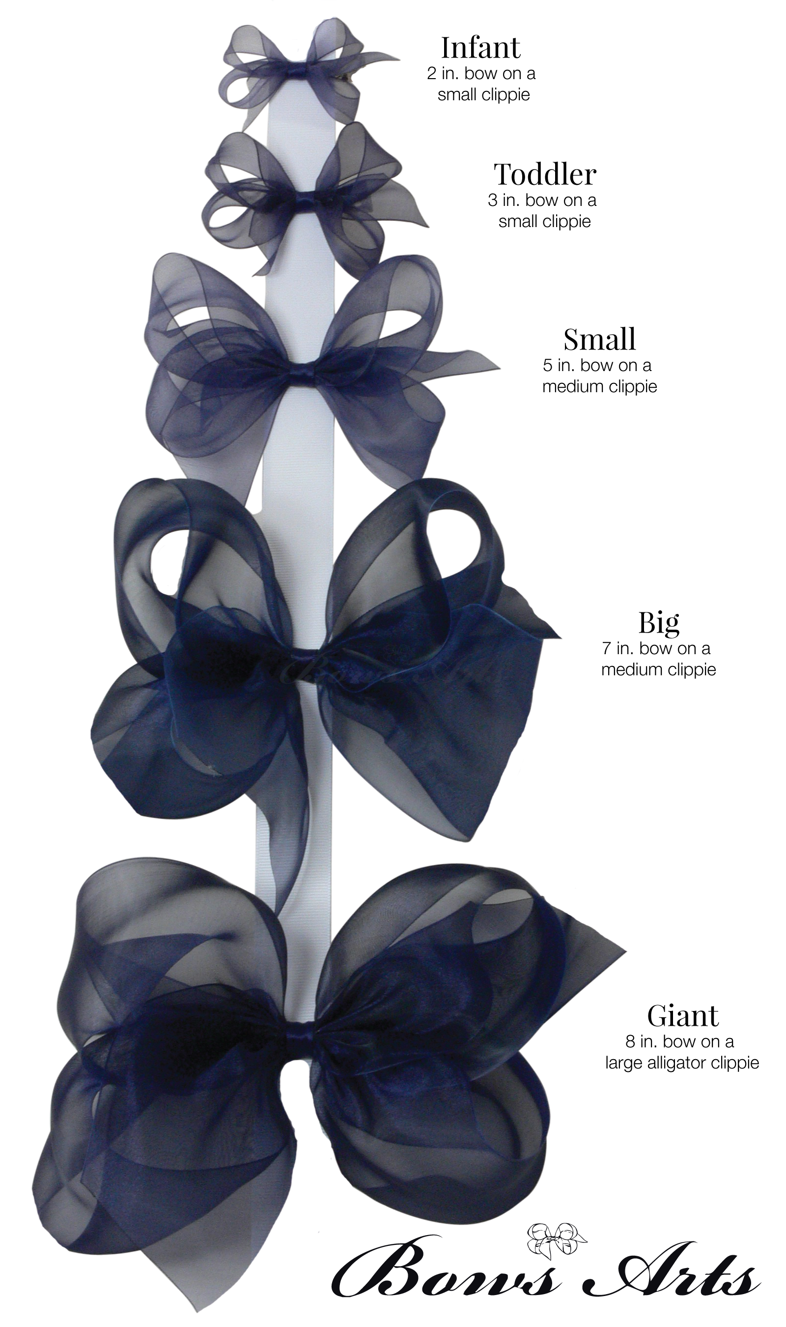 Bows Arts - Wholesale Hair Bow - Kids - Organdy Bow by Color/Size1