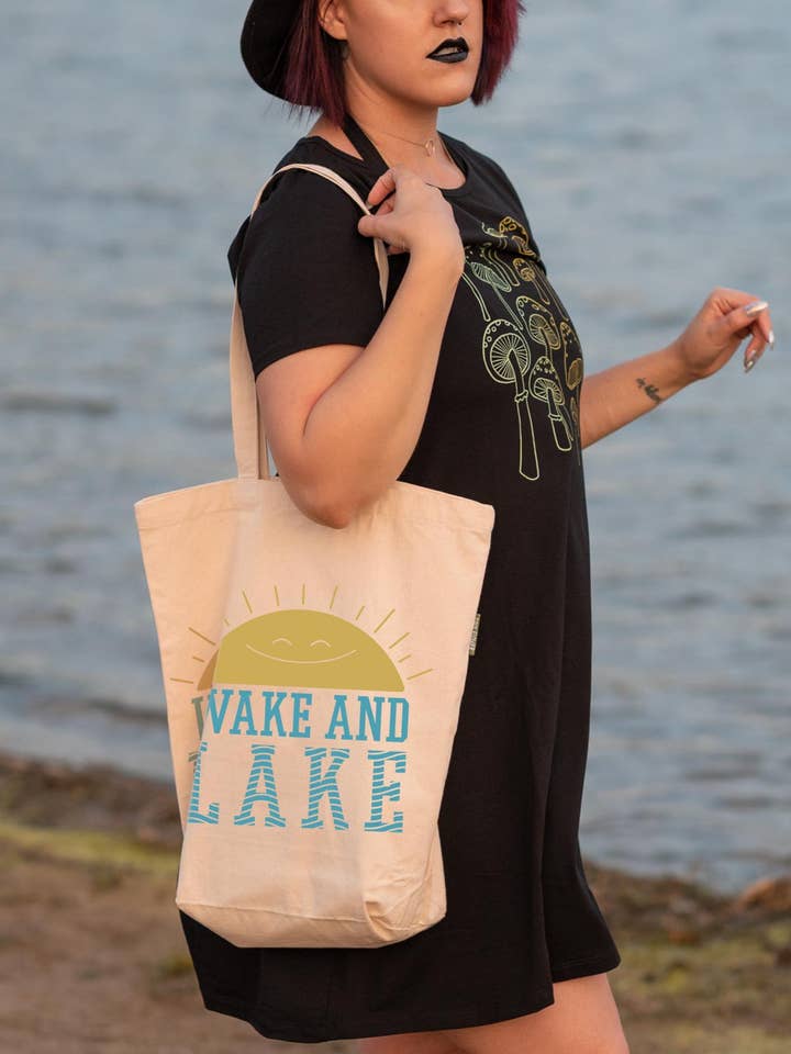 Wake And Lake Eco Tote Bag - Souvenir Tote Bags for wholesale by Soul Flower