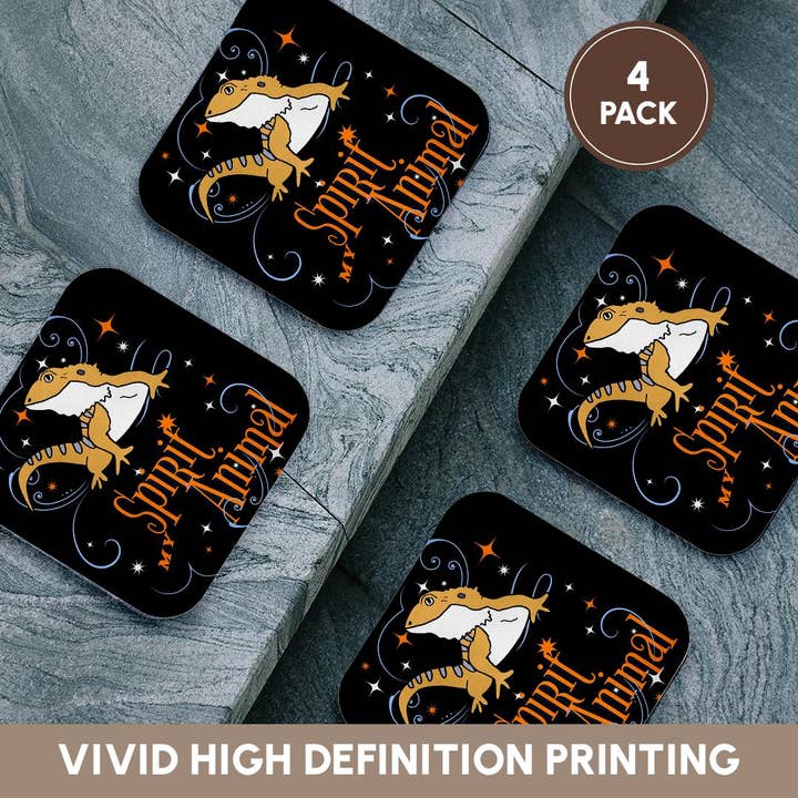 3dRose - Wholesale Coasters - 3dRose, Funny Cute Bearded Dragon Lizard My Spirit Animal Spirit Guide, Coaster12
