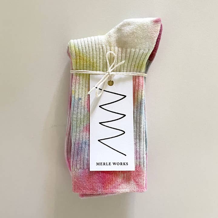 Merle Works - Wholesale Socks - Unisex - Pink Lemonade Ice-dye Dressy Socks2