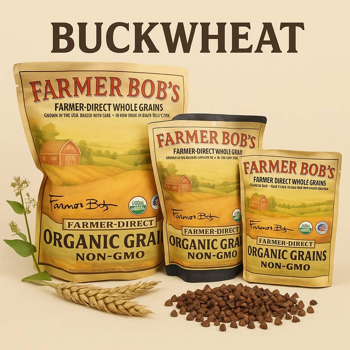 Trigo Sarraceno Descascado Orgânico do Agricultor Bob – USDA Orgânico, Não-OGM, Direto do Agricultor, Livre de Glifosato, Superalimento Sem Glúten Trigo Sarraceno Orgânico Cru Saco a Granel para Armazenamento por atacado de Princeton Popcorn Company, LLC