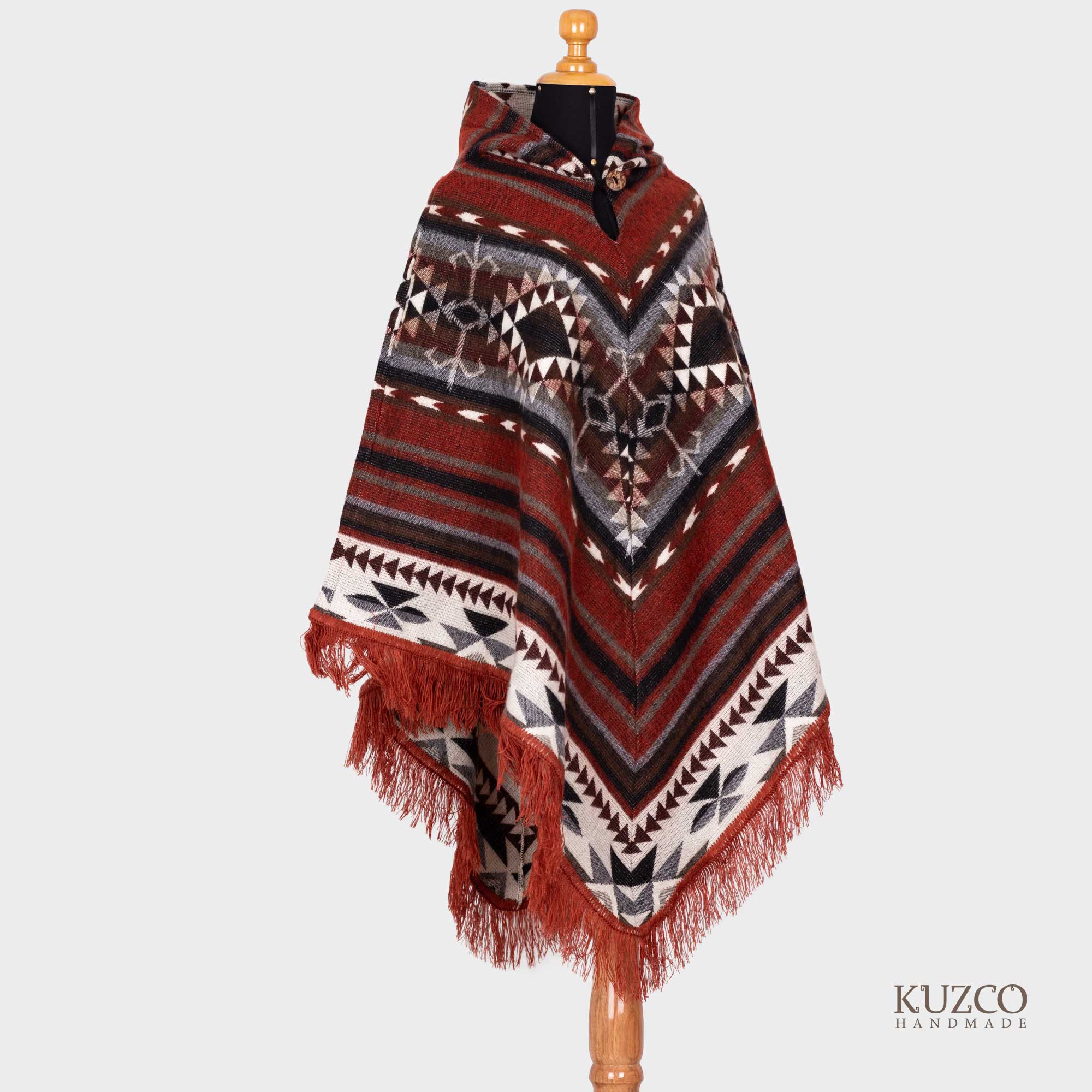 KuzcoHandmade - Venta al por mayor Poncho - Unisex - Poncho Andino de Alpaca de Ecuador con Capucha Unisex12