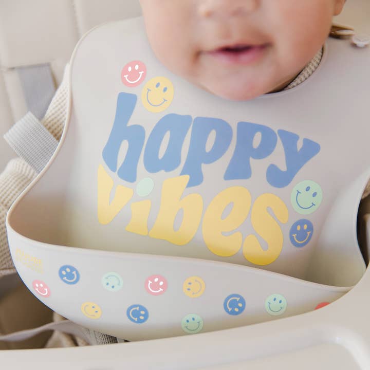 JuJuBe - Wholesale Bib - Baby - Silicone Bib Happy Baby Vibes3