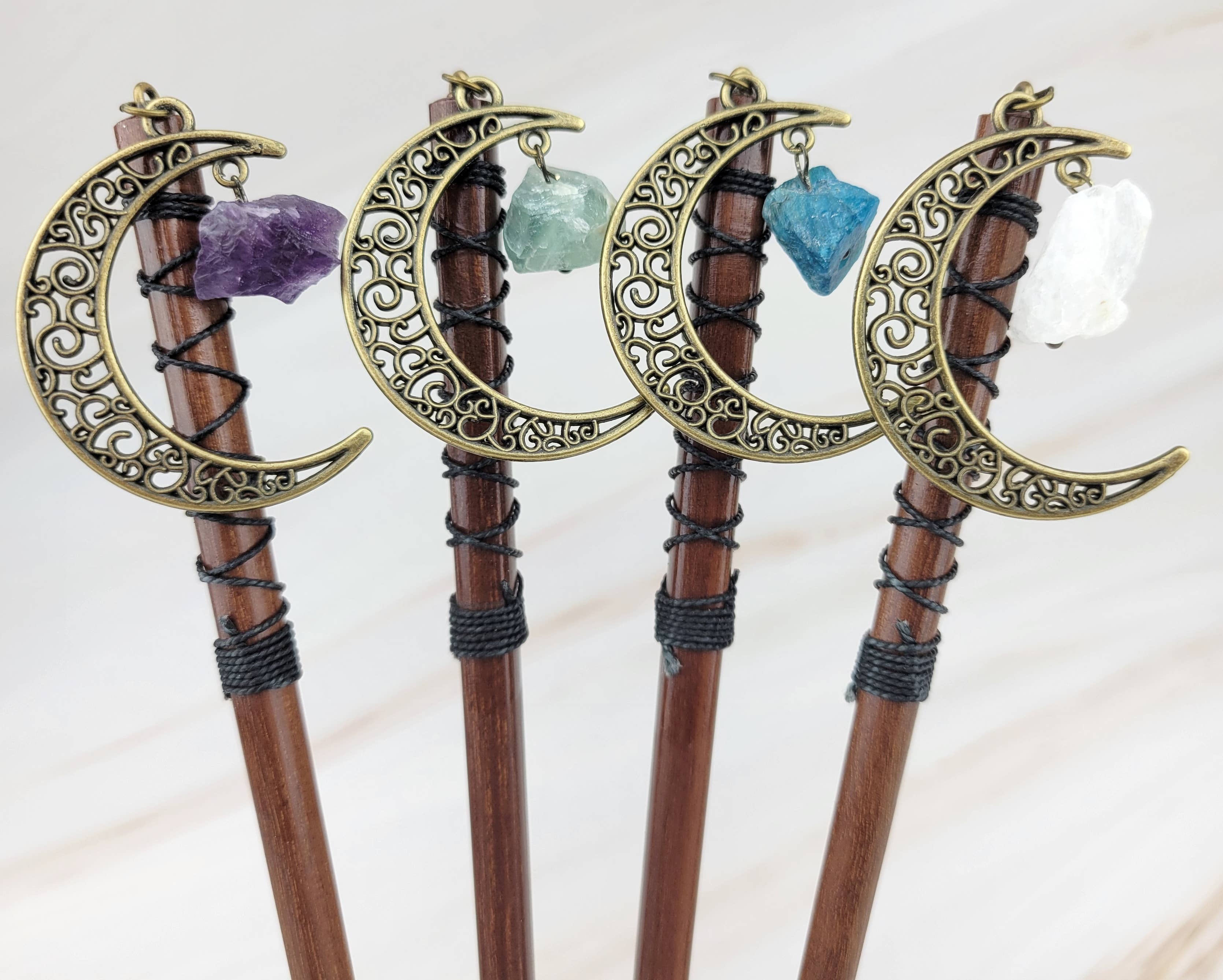 WonderLight Jewelry - Vendita all'ingrosso Forcine per capelli - Bastoncini per capelli Gemstone Moon - Moon/Wisdom13