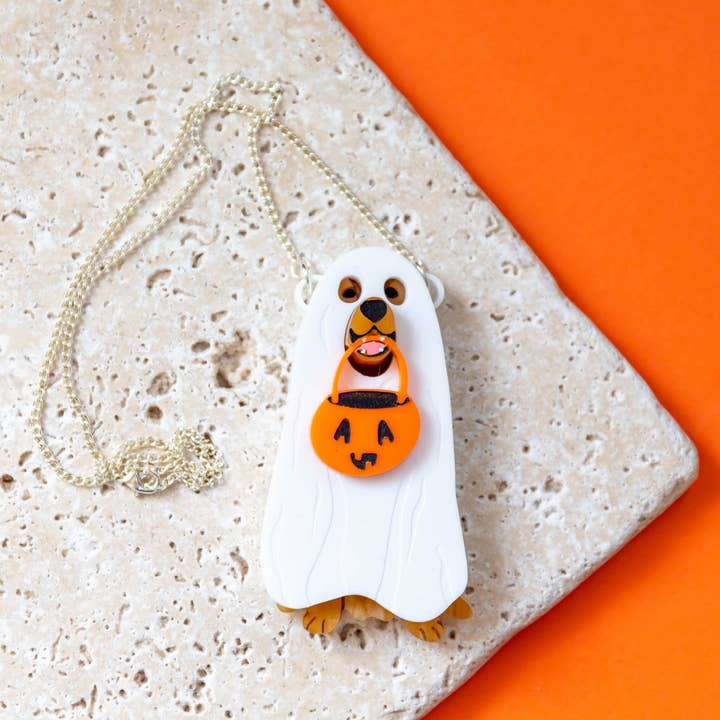 Golden Retriever Ghost Costume Necklace for wholesale by Finest Imaginary