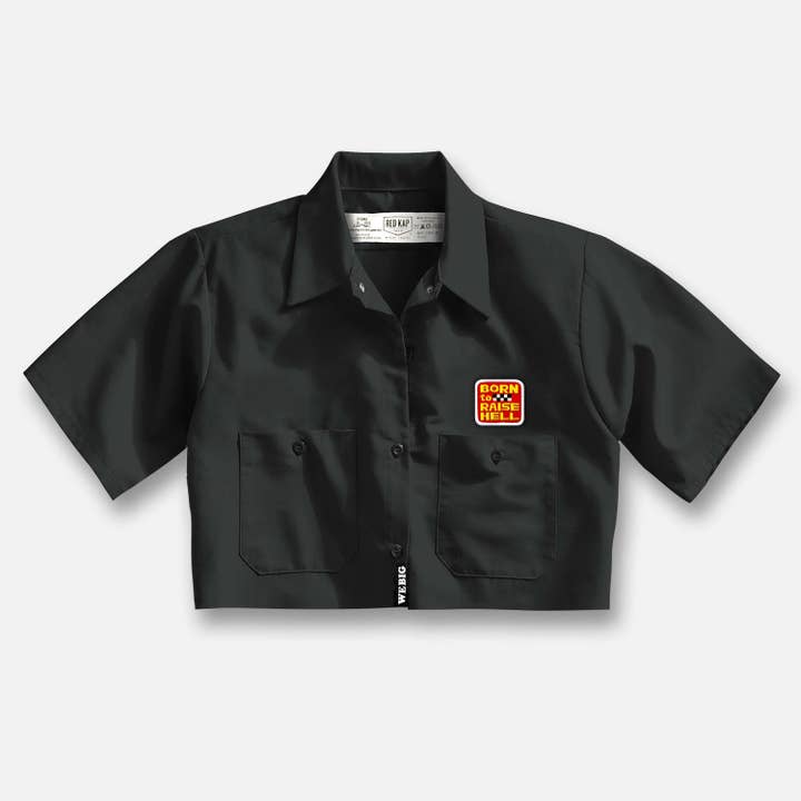 DAMES BORN TO RAISE HELL INDUSTRIËLE CROP MECHANICS SHIRT voor wholesale door Webig Moto Company