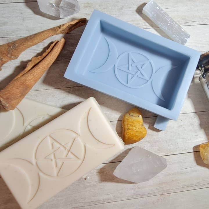 The Mould King โ wholesale Craft supplies โ Triple Moon Pentagram Pentacle Silicone Soap Mould1