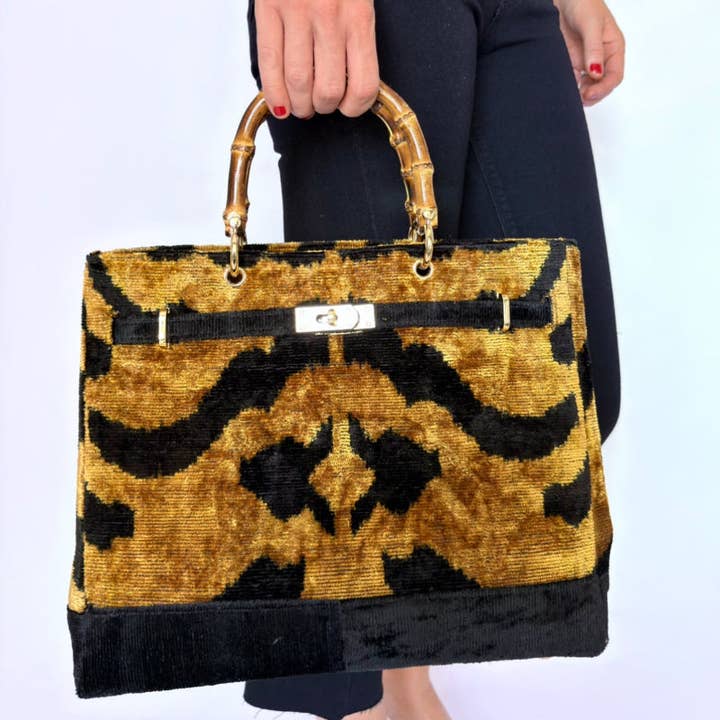 B Tiger Print Jane Bamboo Bag for wholesale on Faire1