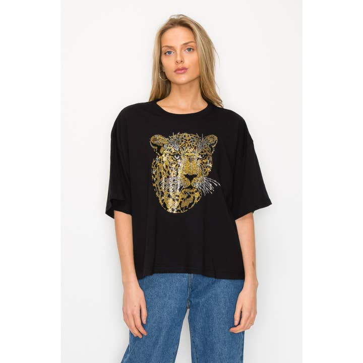 Leopard Rhinestone Crop Top for wholesale by Maryclan