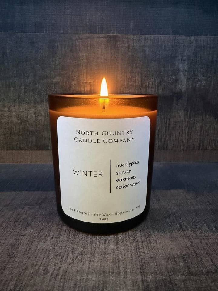 Winter Candle 12oz Amber Jar for wholesale by North Country Candle Company