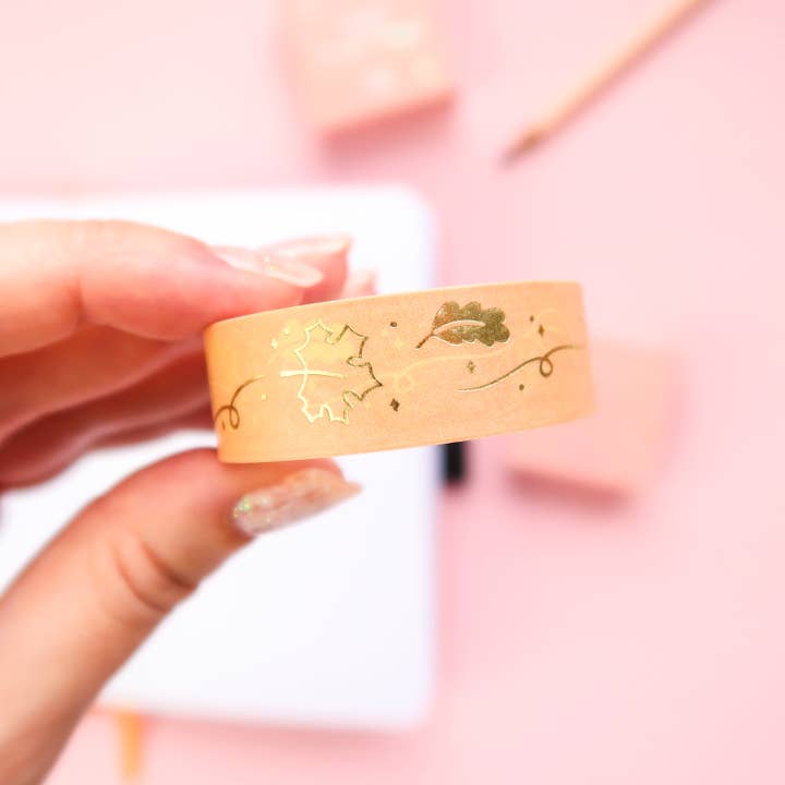 Lula Rocks - Wholesale Washi Tape - Fall Leaves Gold Foil Washi Tape2