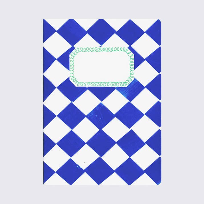 Blue and White Chequered A5 Sketchbook for wholesale by Hadley