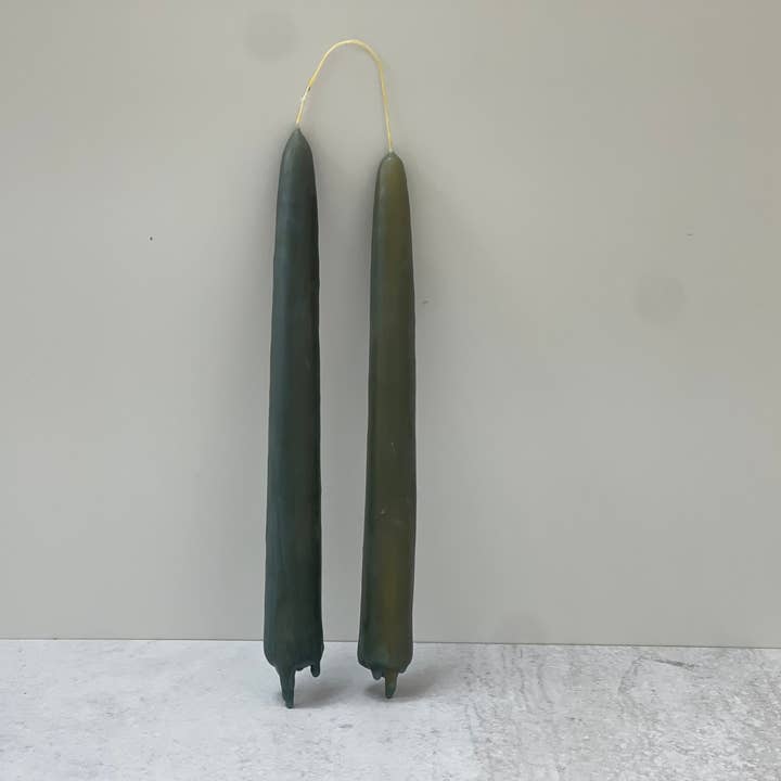 Hand Dipped Blue Beeswax Taper Candles 9” - Set of 2 for wholesale by Good Deeds Market