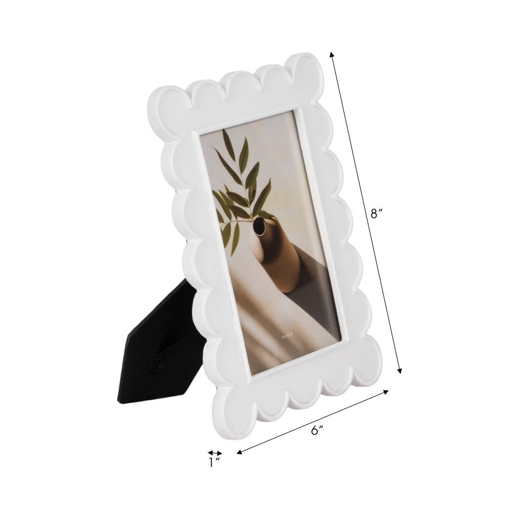 White Photo Frame - Resin with Decorative Scalloped Edge for wholesale on Faire3