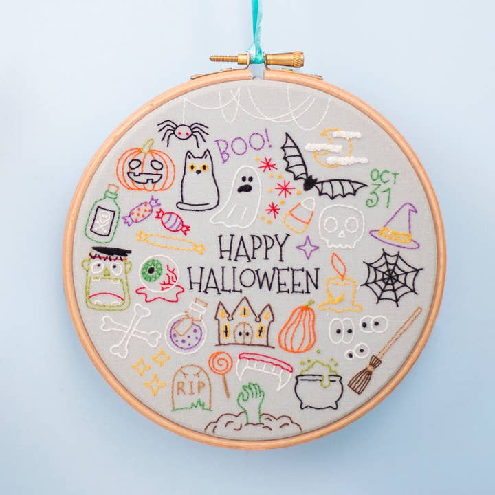 Happy Halloween Handmade Embroidery Kit Hoop Art Craft Kit for wholesale by Oh Sew Bootiful