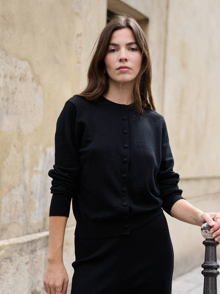 Nathael Paris - Wholesale Cardigan - Women's - Wool and cotton cardigan with round neck7