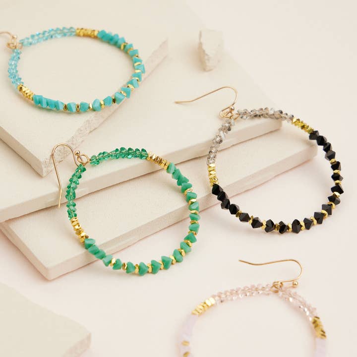 Crystal Beaded Hoop Earrings – Sparkling Boho Statement for wholesale by Frem