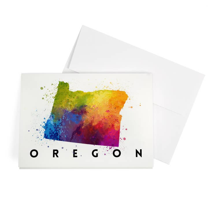 GREETING CARD Oregon, State Watercolor for wholesale by Lantern Press