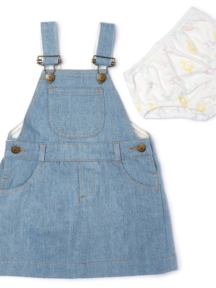 Pale Denim Unicorn Dress for wholesale by Dotty Dungarees