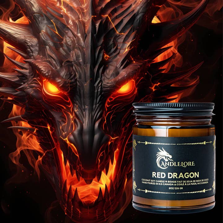 Candlelore - Wholesale Jar/Filled Candle - Red Dragon DnD Inspired Candle