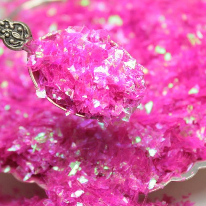 Pink - Iridescent Glass Glitter Ice Flakes for wholesale on Faire