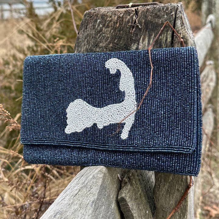 NAVY JANE - Wholesale Clutch Bag - Women's - Cape Cod Clutch, Navy and White0