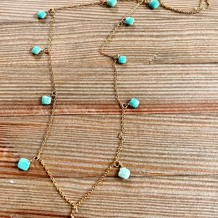 Colar de corrente dourada turquesa On Point por atacado de Nellie Pratt Artisan Jewelry