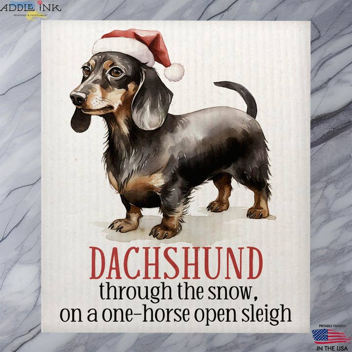 Strofinaccio natalizio Dachshund Through the Snow Dog per la vendita all'ingrosso da parte di ADDLE iNK