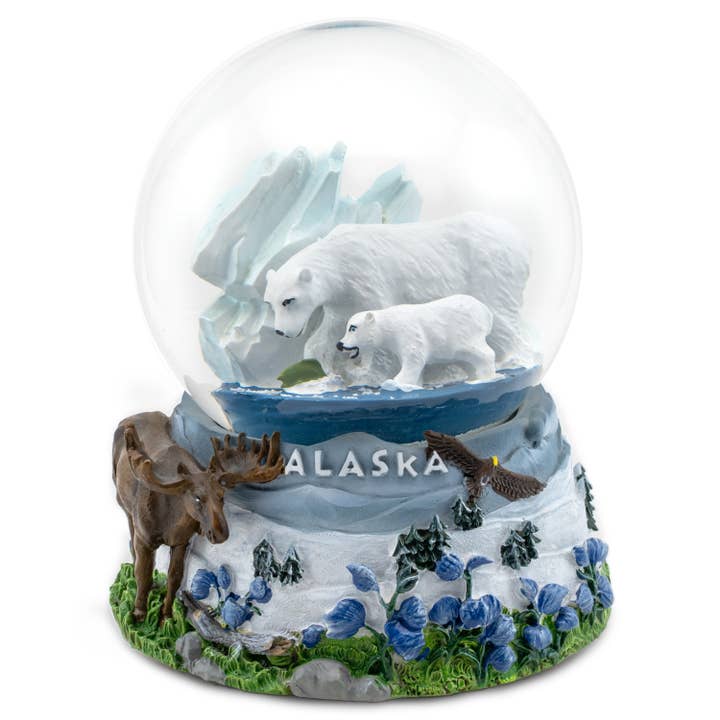 Alaska-B (Land) 100mm Musical Snow Globe {Click Customize} for wholesale by Animals Forever, Inc