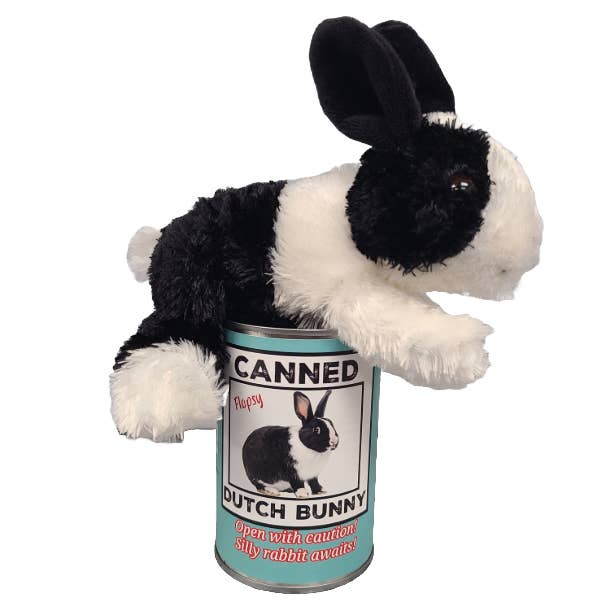 Canned Dutch Bunny| Farm Animal Plush w/Jokes | Unique Gift for wholesale by Canned Gifts
