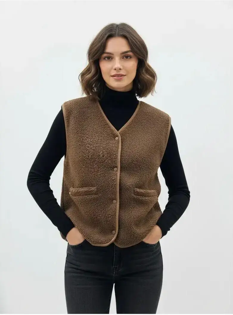 Mimi & Gogo - Wholesale Outerwear Vest - Women's - Plain Fleece Vest @3433_GiUniMoimoute12