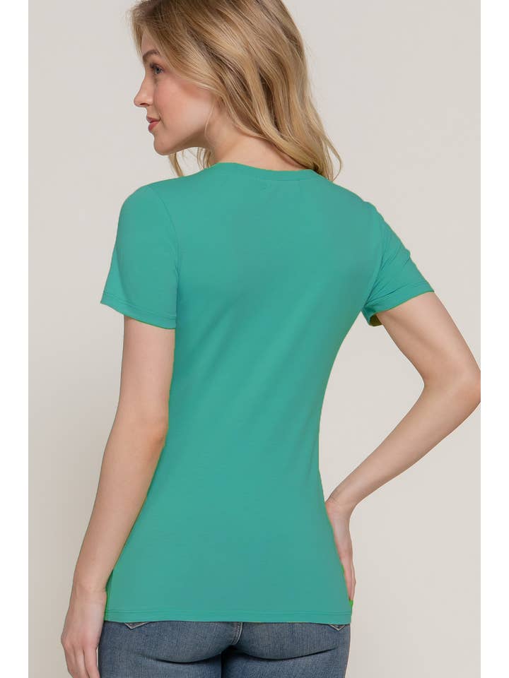 Active Basic | Active USA - Wholesale T-Shirt - Women's - Short Sleeve Cotton Jersey V-neck Top 15