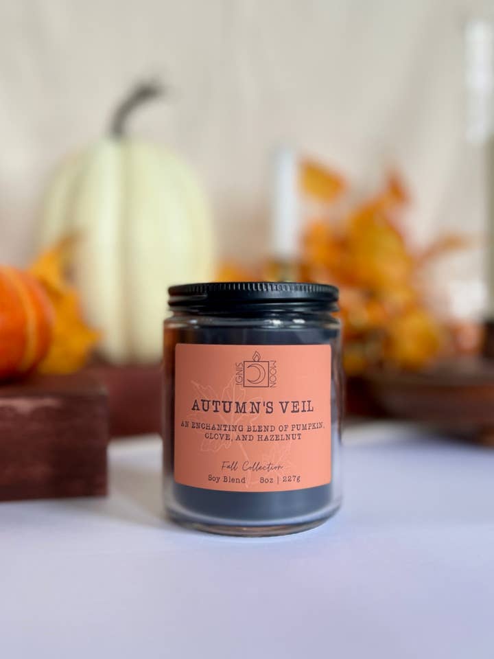 Autumn's Veil Candle - 8 oz Glass Jar for wholesale by Ignis Moon