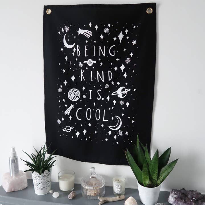 being kind is cool vertical wall hanging for wholesale by Keep It Bright