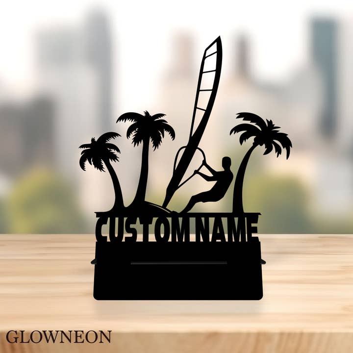 Glow Neon - Vente Support pour téléphone/tablette - Support Téléphone Décoratif Personnalisé pour Planche à Voile, Cadeau pour Planchiste