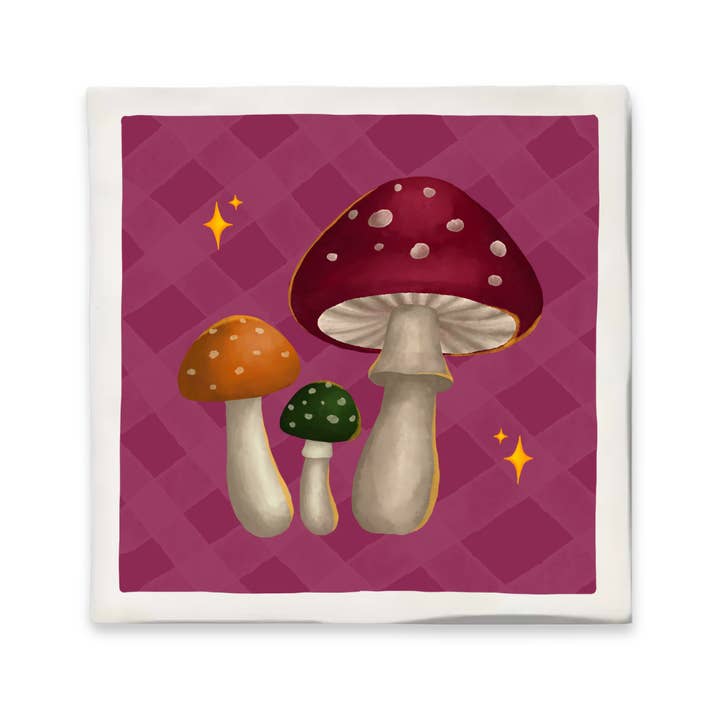 Fliese mit Illustration - 10x10 cm - Pilze für den Großhandel von Bits of Bliss